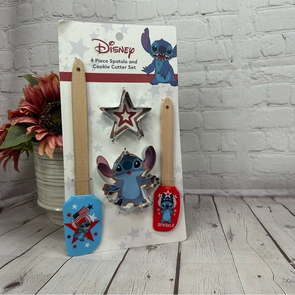NWT Disney Stitch 4pc spatula & cookie cutter set patriotic lilo & stitch fandom